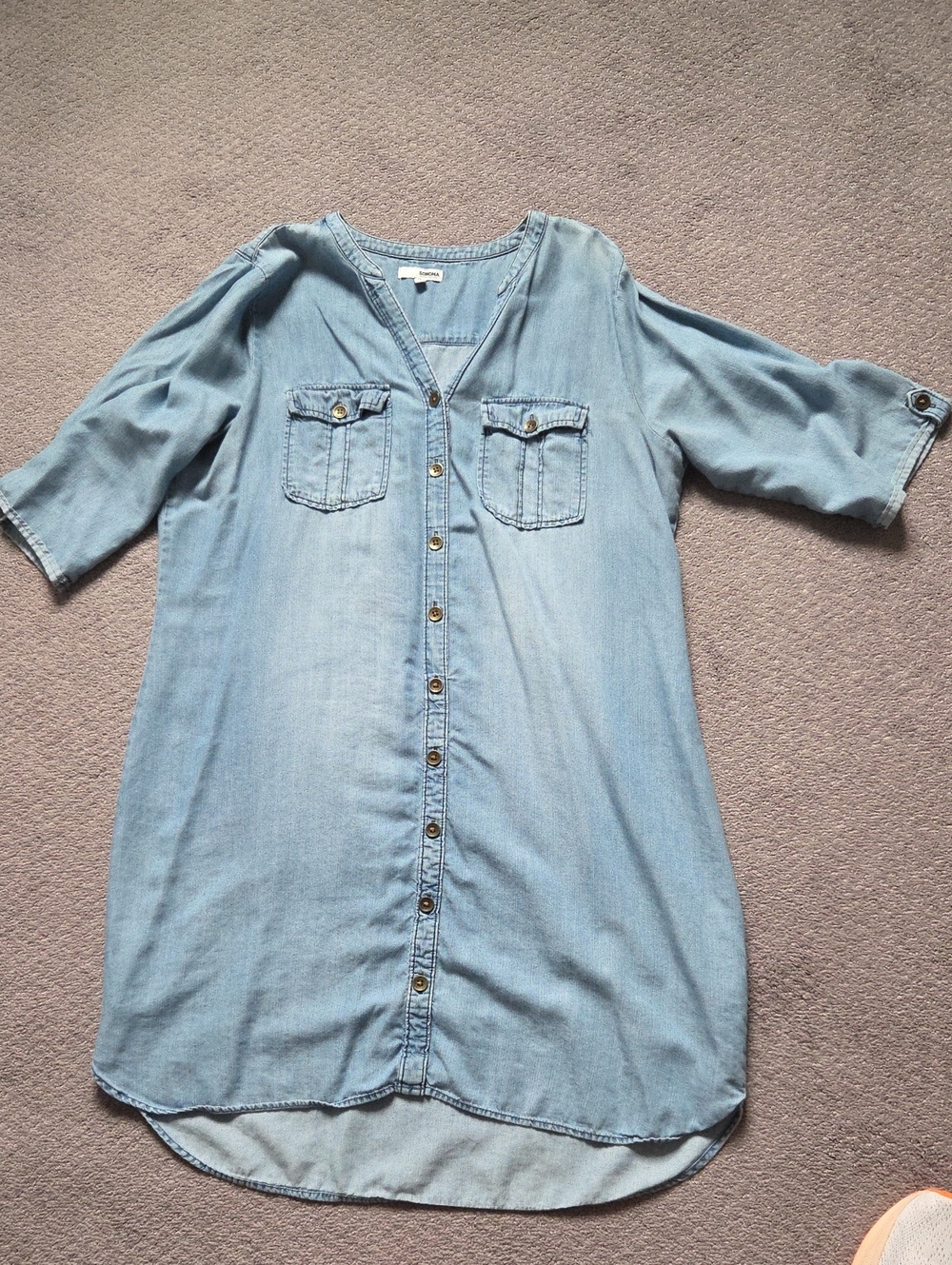Sonoma Light Blue Chambray Button-Front Dress